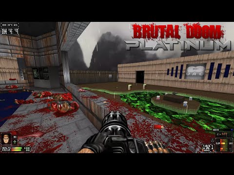 Brutal Doom Platinum 3.0 [PBR, Parallax, Rain, Upscale] - Phobos Massacre: E1M3 | 4K/60