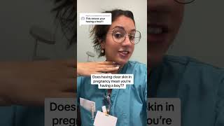 Does clear skin in pregnancy mean you’re having a boy?! #pregnancy #skincare #genderreveal