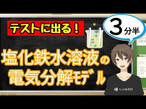 塩化鉄水溶液の電気分解モデル（イオン）（化学変化とイオン）【中3理科わかりやすい授業動画】