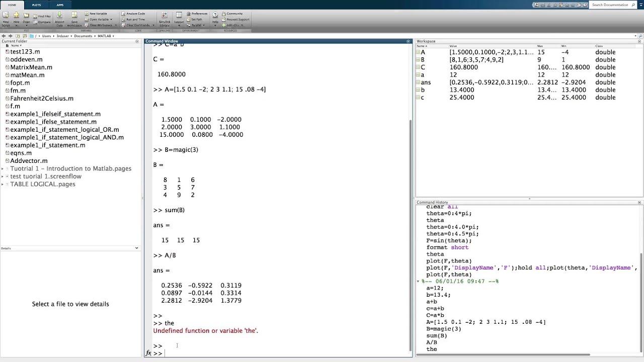 Matlab tutorials for beginners, part 2: Basic Plotting