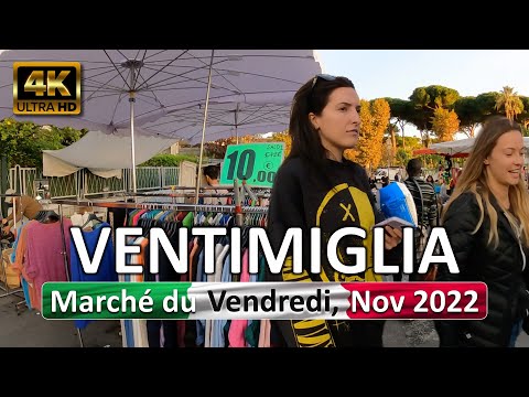 Ventimiglia, Italy • Friday Street Market • Riviera dei Fiori • Nov 11, 2022 • Virtual Tour 4K HDR