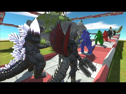 GIGAN FINAL WARS AND SPACE GODZILLA VS GHIDORAH LAVA DEATH RUN  - Animal Revolt Battle Simulator