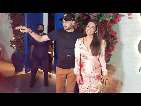 Harbhajan Singh and Geeta Basra with friend in Restaurant Warli