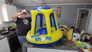 Inflating basket-ball hoop set for pool - inflatable hoop