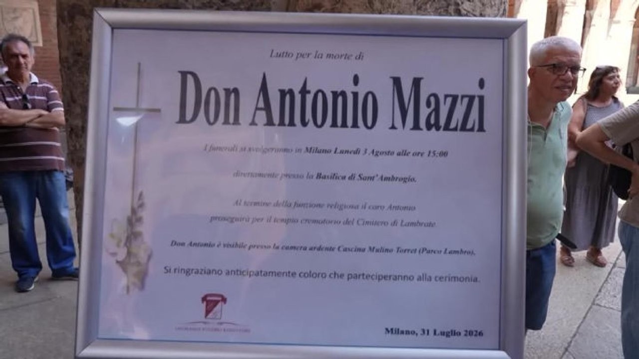 Funerali di Don Antonio Mazzi nella Basilica di Sant'Ambrogio a Milano, immagini