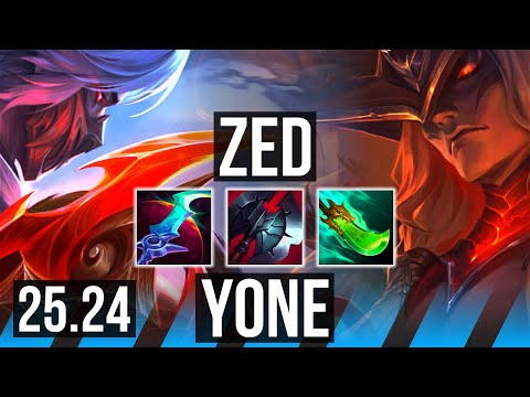 ZED vs YONE (MID) | 80K damage, 6k gold comeback | KR Grandmaster | 25.24