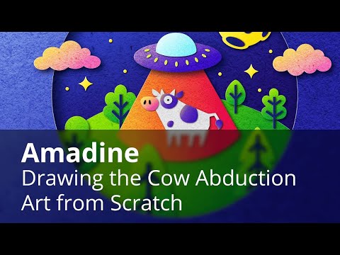 Drawing the Cow Abduction Art from Scratch in the Amadine app