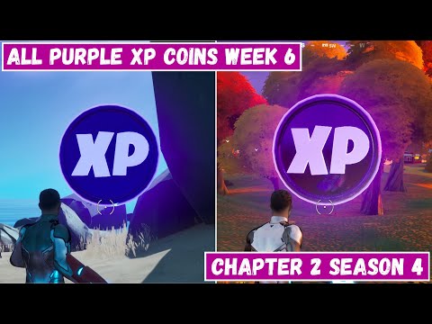All 2 Purple XP Coins Locations Week 6! - Purple Power Punch Card Fortnite Chapter 2 Season 4