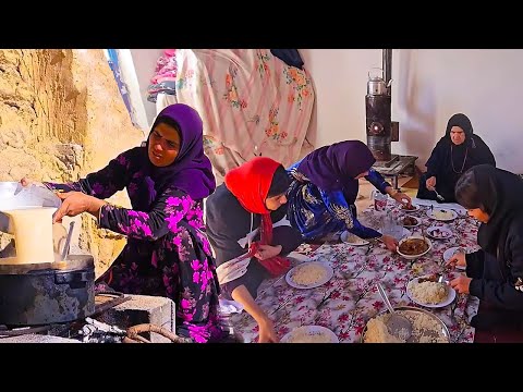 Girls return from dormitory and serve family lunch