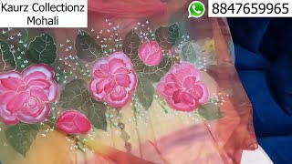 Embroidered and Hand Painted suits Beautiful Dupattas