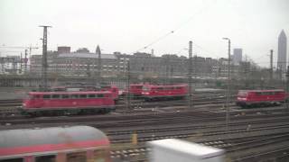 preview picture of video 'Leaving Frankfurt Hauptbahnhof, Views from an ICE Train, Germany - 20th November, 2012'