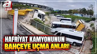 Hafriyat Kamyonu İSKİ'nin Bahçesine Böyle Düştü | A Haber