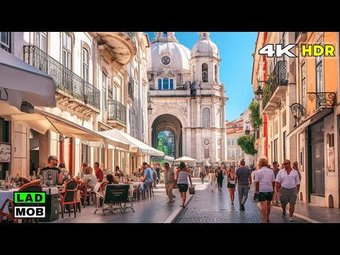 Lisbon Portugal Afternoon walking tour in 4K HDR with 3D SOUND