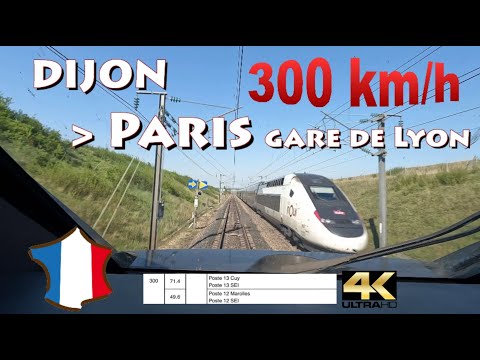 CAB RIDE 4K 🇫🇷 Dijon - LGV - Paris gare de Lyon 🚄 TGV Euroduplex (2N2) : SNCF 🌞