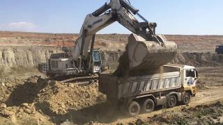 Liebherr 984 Excavator Efficiently Loads Trucks in Two Passes