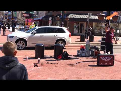 Comedy and juggling with Sam Malcolm on Pearl Street in Bolder CO on March 20 2016