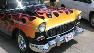 preview picture of video 'Union Grove Lion's Club Annual Chicken BBQ and Car Show - Flamed '55 Chevy - 6-3-12'