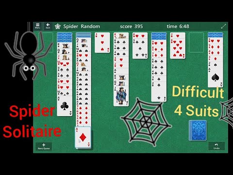 Spider solitaire gameplay (4 suits) - YouTube