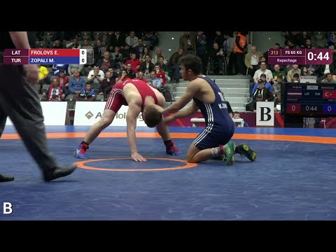 Repechage FS - 65 kg: M. ZOPALI (TUR) df. E. FROLOVS (LAT) by TF, 10-0
