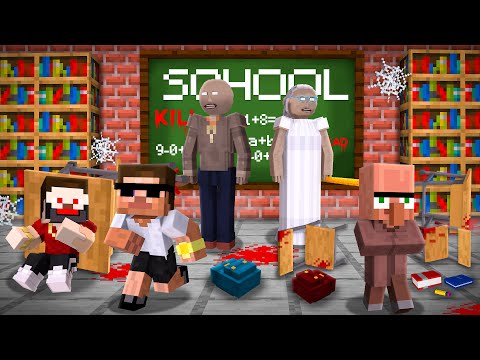Escaping from HORROR GRANNY School in Minecraft..