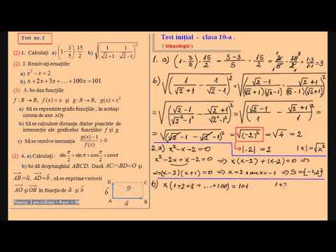 Test initial Clasa a X-a Tehnologic (Exercitii recapitulative Clasa a IX-a)