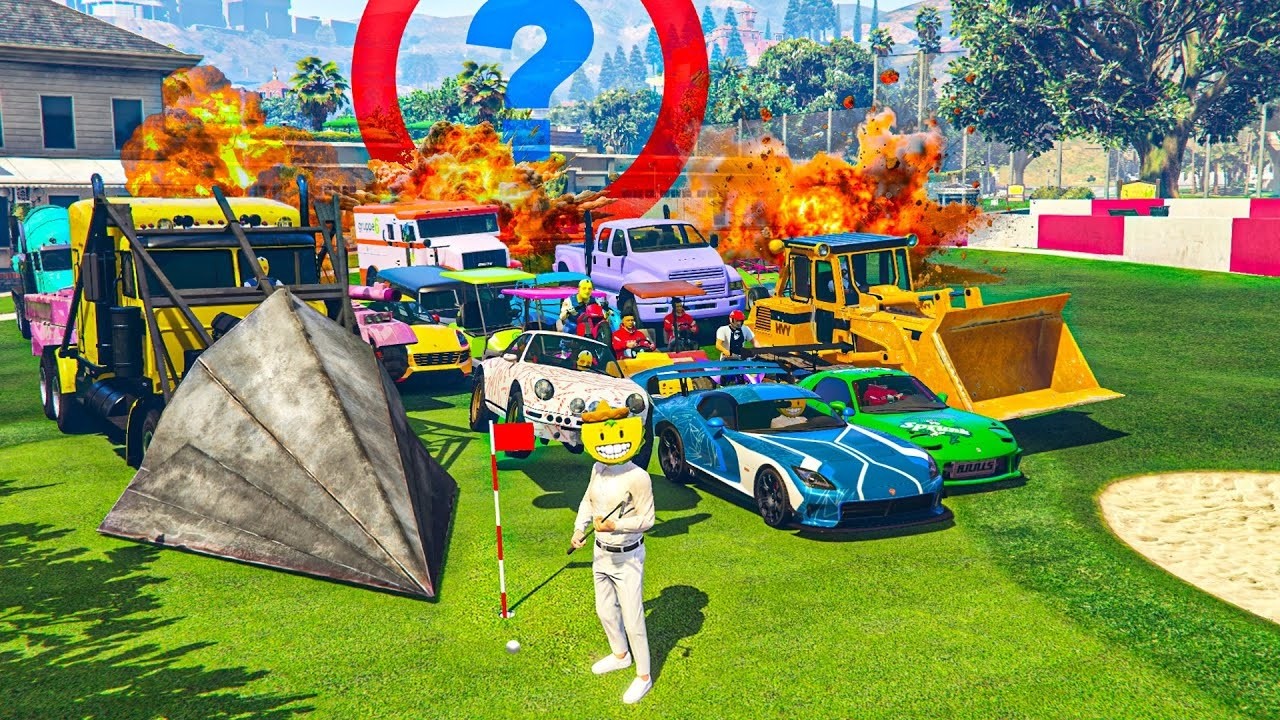 EL ÚLTIMO EXPLOTA CON COCHES ALEATORIOS DENTRO DEL CAMPO DE GOLF! ME ENCANTA!! - GTA 5 ONLINE