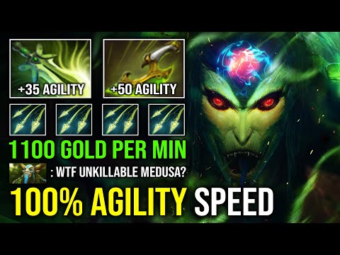 100% CAN'T KILL Max Agility Speed 1v5 Multishot Arrow 1100 GPM Crazy Farm Medusa Dota 2