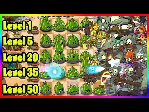 Dartichoke Level 1, Level 5, Level 20, Level 35, Level 50 vs Each Gargantuars - Plants vs Zombies 2