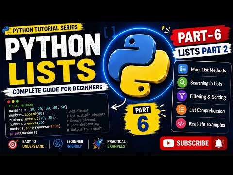 Python List Methods You Must Knowsorting Comprehension Part 6 Pythonlistspythonpythontutorial