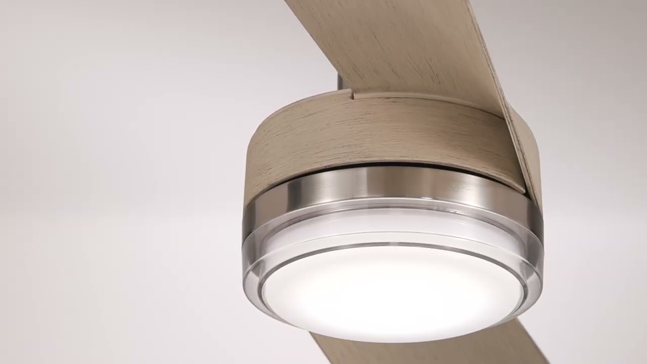 Video 1 Watch A Video About the Casa Vieja Linea Nickel and Wood Indoor Outdoor LED Ceiling Fan