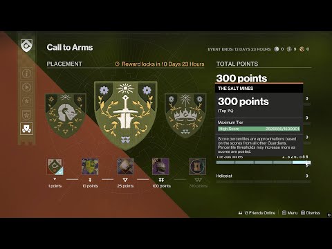 Solo The Salt Mines: 2,826,556 Score - Call to Arms "Top 1%" Score [Destiny 2]