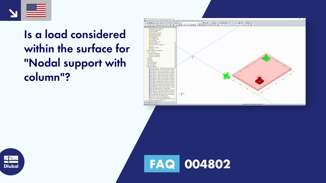 [EN] FAQ 004802 | Is a load considered within the surface for "Nodal support with column"?