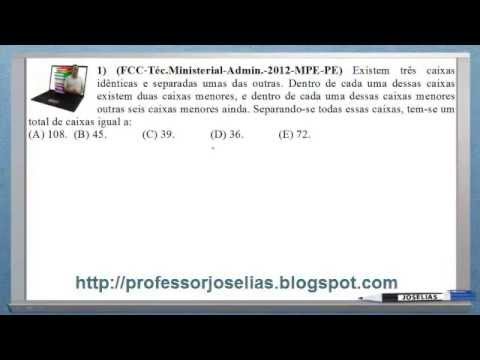 210 QUESTÕES DE MATEMÁTICA RESOLVIDAS DA FCC   QUESTÃO 01   PROFESSOR JOSELIAS