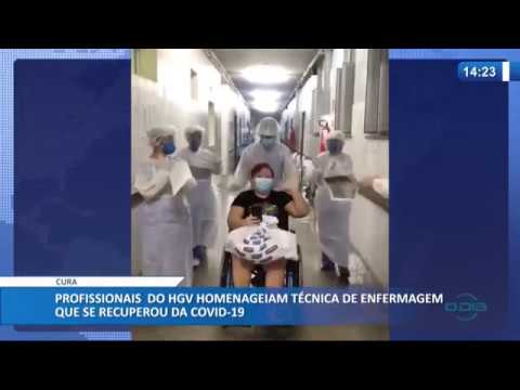 Profissionais do HGV homenageiam teÌcnica de enfermagem que se recuperou da Covid-19 (19 05 20)