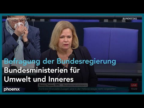 Befragung der Bundesregierung: Bundesministerien für Umwelt und Inneres am 20.03.24