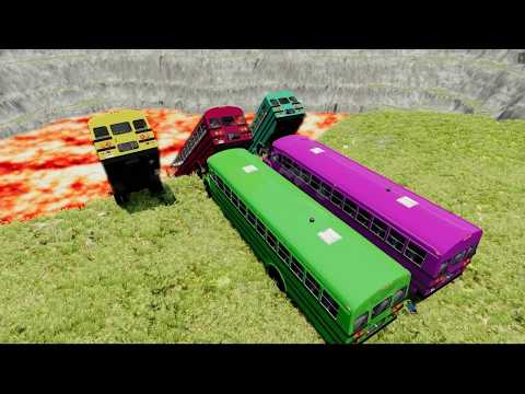 Cars, Truck and Bus vs Giant Lava Pit - 1 - BeamNG.Drive #beamngdrive