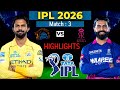 IPL 2026 3rd Match Chennai Super Kings Vs Rajasthan Royals CSK Playing 11 2026 RR Playing 11