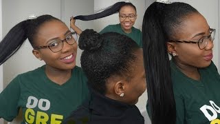HAIR STYLE | HOW TO → PONYTAIL USING BRAIDING HAIR ON SHORT NATURAL HAIR (BEGINNER FRIENDLY)