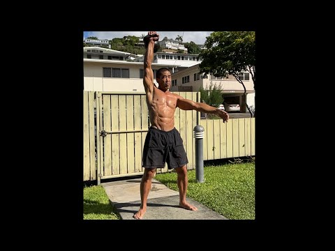 Day 235 FitPro Hawaii Workout-28 kg. Kettlebell Thruster + Snatch (3/5 minutes) - 1/4/21, 10:32 am