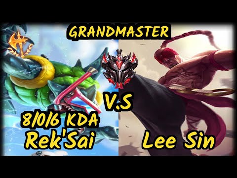 BJK Seonghwan (REK'SAI) vs LEE SIN - 8/0/6 KDA JUNGLE GAMEPLAY - KR Ranked GRANDMASTER