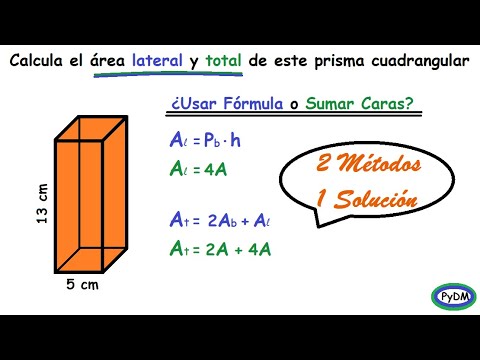 Área lateral y total de un prisma cuadrangular (2 opciones)
