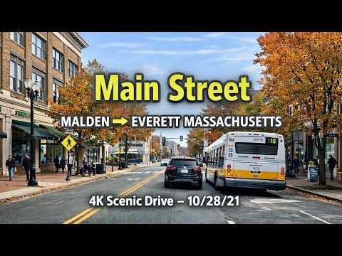 🚖 Main Street  | Malden ➜ Everett, Massachusetts | 4K Scenic Drive - 10/29/21