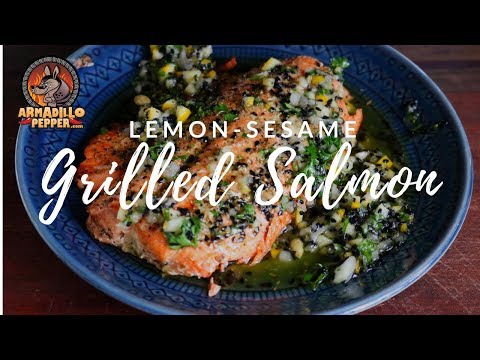 Grilled Salmon with Lemon Sauce & Sesame Seeds | Gourmet Guru Grill