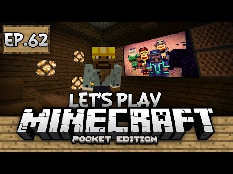Survival Let's Play Ep. 62 - REDSTONE MOVIE THEATER!!! - Minecraft PE (Pocket Edition)