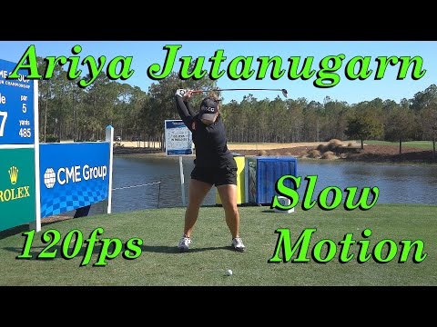 ARIYA JUTANUGARN 120fps FACE ON FAIRWAY WOOD GOLF SWING 1080 HD