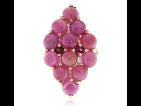 Inel Argint 925 accente aurite nuanta rose Rubin Granat Naturale - Pasiune si Energie