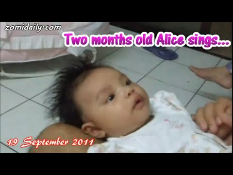 Two months old baby sings (Alice)