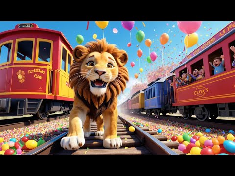 Lucky Lion and the Toy Train Ride | Joyful Lion Song for Kids | Whistle & Wheels Adventure Rhyme