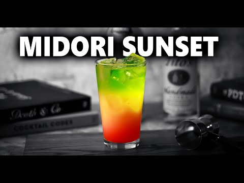 How To Make The Midori Sunset Layered Cocktail