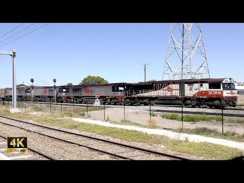 Long SCT 6MP9 Freight Train Crosses 7x Loco 7AM9 at Dry Creek Part 1